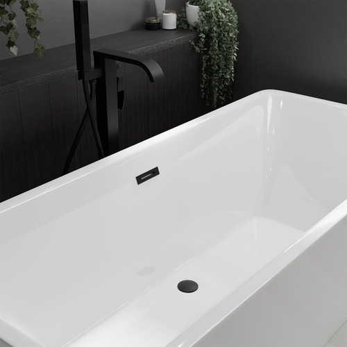 WDB14097 Matt Black Retro Fit Overflow and Waste for Parma, Verna, Palermo, Genoa, Ivy, Georgia, Monroe and Perugia Baths Roomset
