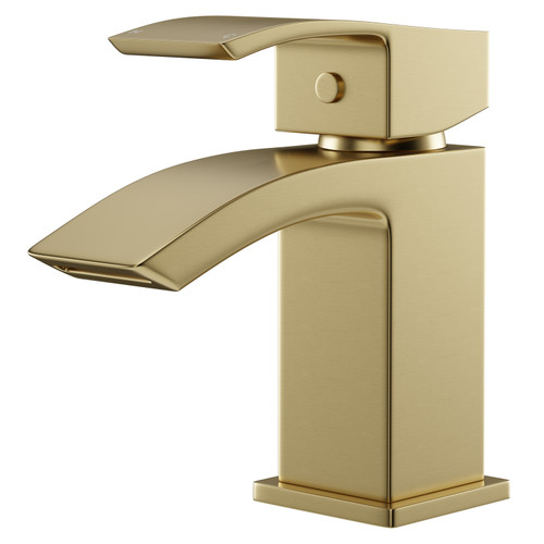 Colore Square Brushed Brass Mono Basin Mixer Tap Right Hand View