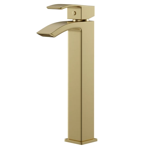 Colore Square Brushed Brass High Rise Basin Mixer Tap Right Hand View