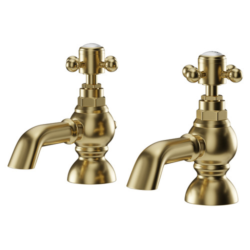 Balmoral Traditional Brushed Brass Bath Taps Pair Right Hand View