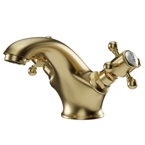 Balmoral Traditional Brushed Brass Mono Basin Mixer Tap Right Hand View