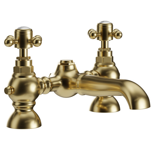 Balmoral Traditional Brushed Brass Bath Filler Tap Left Hand View