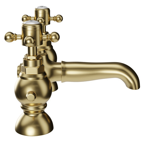 Balmoral Traditional Brushed Brass Bath Filler Tap Side View