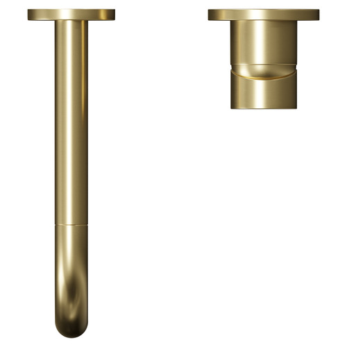 Colore Round Brushed Brass Wall Mounted 2 Tap Hole Basin Mixer Tap Top View