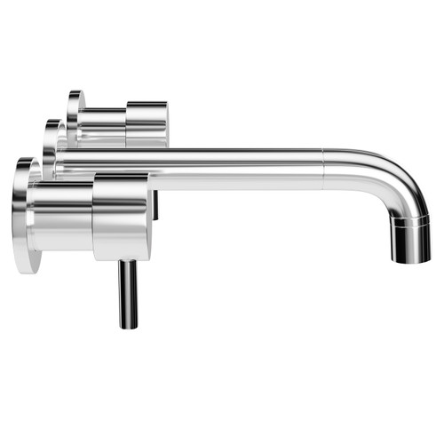 Colore Round Polished Chrome Wall Mounted 3 Tap Hole Bath Filler Tap Side View