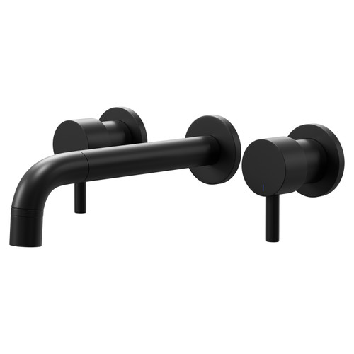 Colore Round Matt Black Wall Mounted 3 Tap Hole Bath Filler Tap Right Hand View
