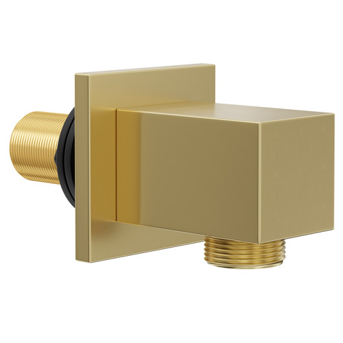 Colore Square Brushed Brass Deluxe Shower Elbow Left Hand View