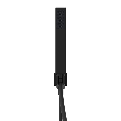 Colore Square Matt Black Shower Outlet Holder and Kit Front View