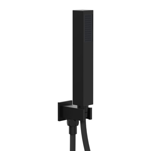 Colore Square Matt Black Shower Outlet Holder and Kit Left Hand View
