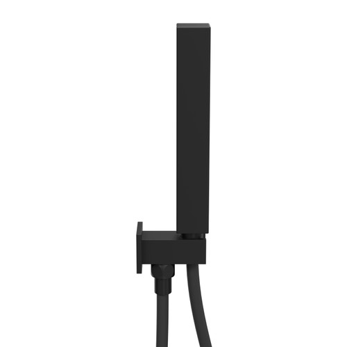 Colore Square Matt Black Shower Outlet Holder and Kit Side View