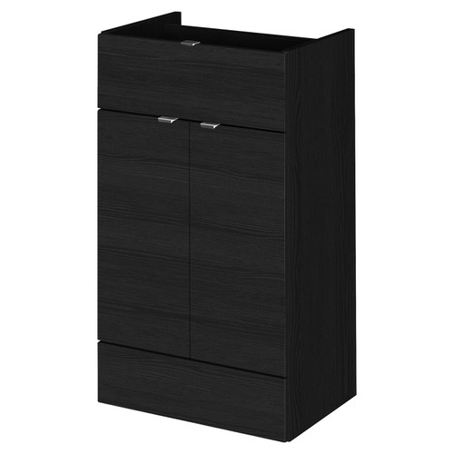 Hudson Reed Fusion Charcoal Black Floor Standing 500mm Drawer & 2 Door Line Base Unit - OFF626 Main Image