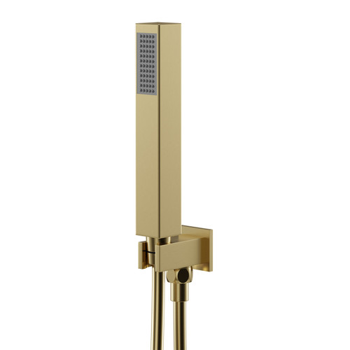 Colore Square Brushed Brass Shower Outlet Holder and Kit Right Hand View