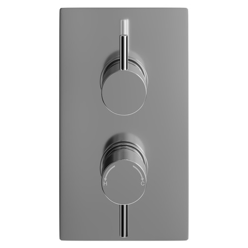 Circo Polished Chrome Concealed Twin Thermostatic Shower Valve with Diverter - 2 Outlets Front View