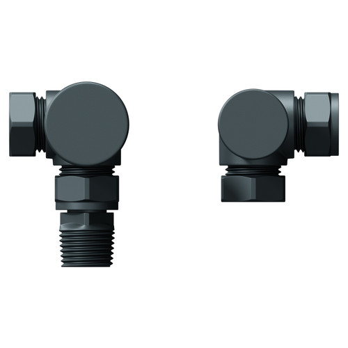 Dias Anthracite Round Corner Radiator Valves Top View