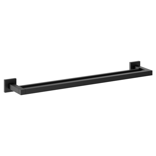 Colore Vector Matt Black 600mm Wall Mounted Double Towel Rail Left Hand View