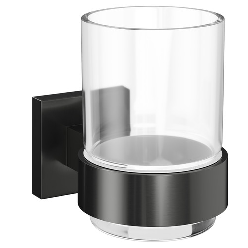 Colore Vector Gunmetal Grey and Glass Wall Mounted Bathroom Tumbler Left Hand View