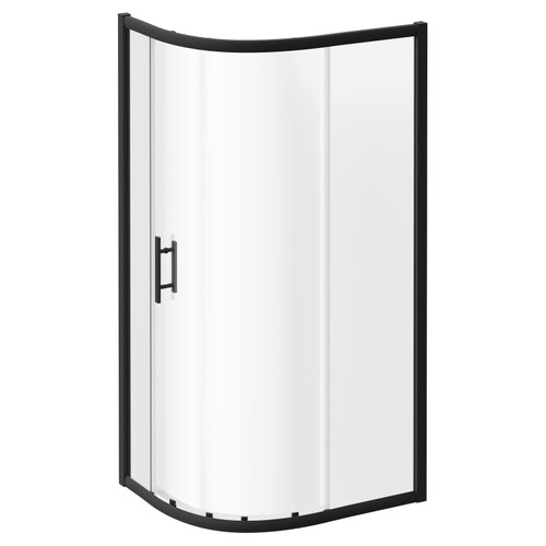 Series 8 Plus Matt Black 1000mm x 800mm 1 Door Offset Quadrant Shower Enclosure Left Hand View