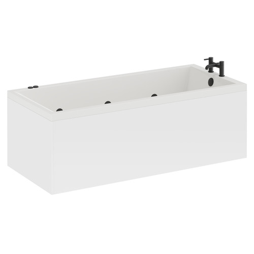 Summit 1800mm x 800mm 6 Jet Matt Black V-Tec Single Ended Whirlpool Bath Left Hand View