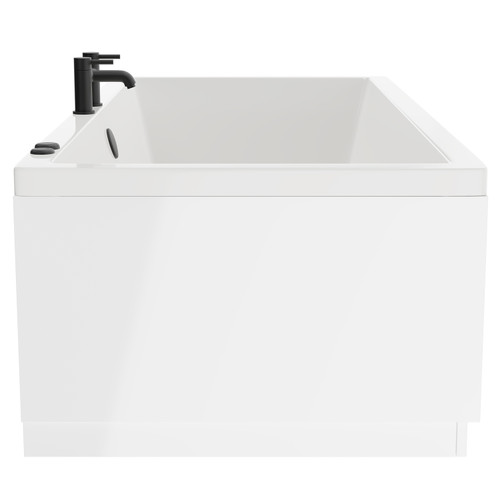 Square 1800mm x 800mm 6 Jet Matt Black V-Tec Double Ended Whirlpool Bath Side View