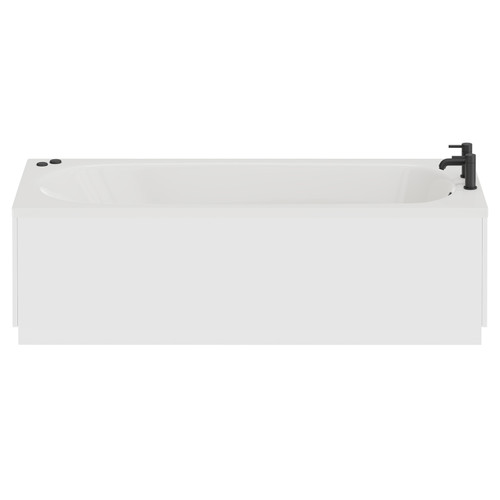 Monte Carlo 1700mm x 700mm 6 Jet Matt Black V-Tec Textured Base Anti Slip Single Ended Whirlpool Bath Front View