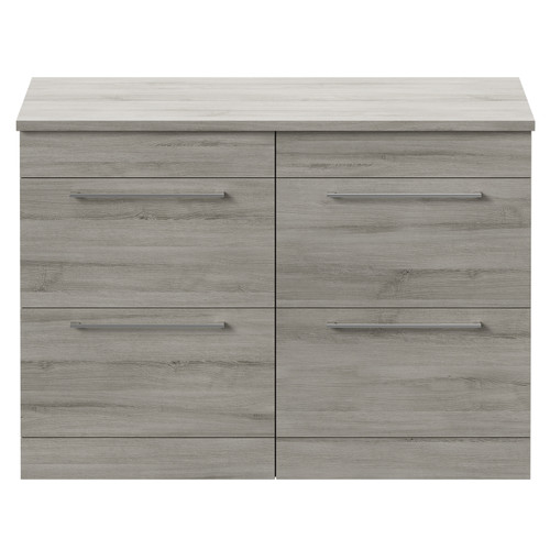 Napoli Molina Ash 1200mm Floor Standing Vanity Unit for Countertop Basins with 4 Drawers and Polished Chrome Handles Front View