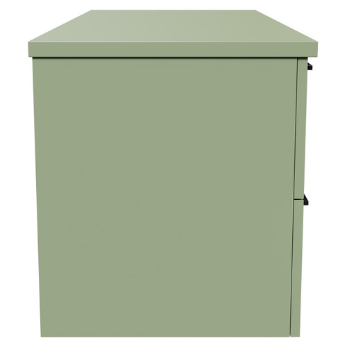 Napoli Olive Green 1200mm Wall Mounted Vanity Unit for Countertop Basins with 4 Drawers and Gunmetal Grey Handles Side View