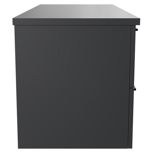 Napoli Gloss Grey 1200mm Wall Mounted Vanity Unit for Countertop Basins with 4 Drawers and Matt Black Handles Side View