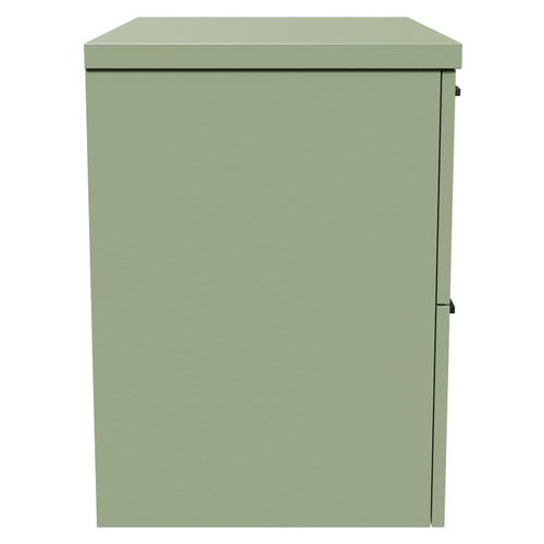 Napoli 390 Olive Green 600mm Wall Mounted Vanity Unit for Countertop Basins with 2 Drawers and Matt Black Handles Side View