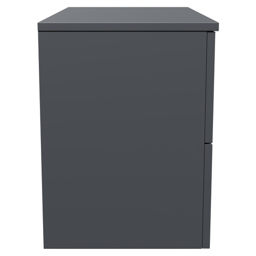 Avant Satin Anthracite 800mm Wall Mounted Vanity Unit for Countertop Basins with 2 Drawers and Polished Chrome Handles Side View