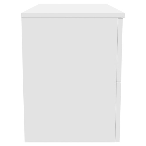 Avant Satin White 800mm Wall Mounted Vanity Unit for Countertop Basins with 2 Drawers and Polished Chrome Handles Side View