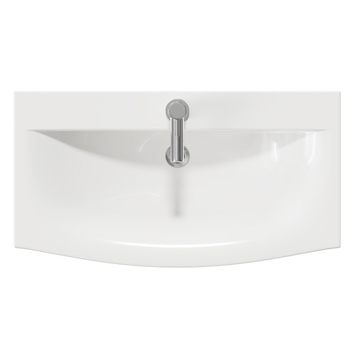 Avant Satin Anthracite 800mm Wall Mounted Vanity Unit with 1 Tap Hole Curved Basin and 2 Drawers with Polished Chrome Handles Top View