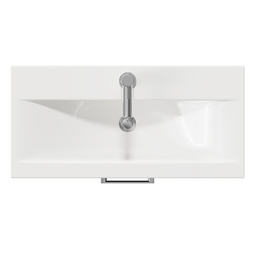 Avant Satin Anthracite 800mm Wall Mounted Vanity Unit with 1 Tap Hole Curved Basin and Single Drawer with Polished Chrome Handle Top View