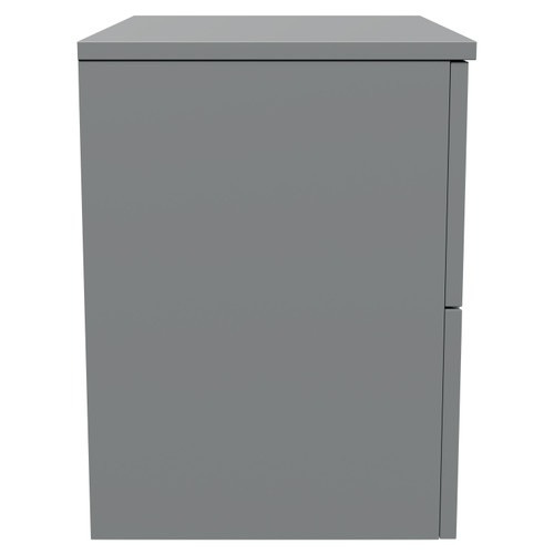 Avant Satin Grey 600mm Wall Mounted Vanity Unit for Countertop Basins with 2 Drawers and Polished Chrome Handles Side View