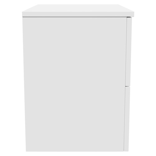 Avant Satin White 600mm Wall Mounted Vanity Unit for Countertop Basins with 2 Drawers and Polished Chrome Handles Side View