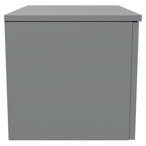Avant Satin Grey 600mm Wall Mounted Vanity Unit for Countertop Basins with Single Drawer and Polished Chrome Handle Side View