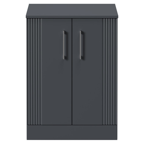 Avant Satin Anthracite 600mm Floor Standing Vanity Unit for Countertop Basins with 2 Doors and Polished Chrome Handles Front View