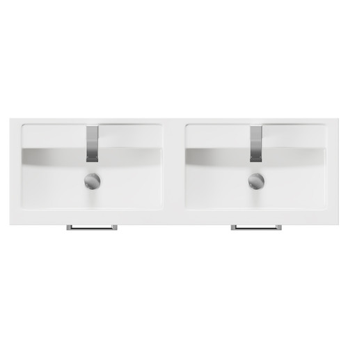 Avant Satin Green 1200mm Floor Standing Vanity Unit with Polymarble Double Basin and 4 Drawers with Polished Chrome Handles Top View
