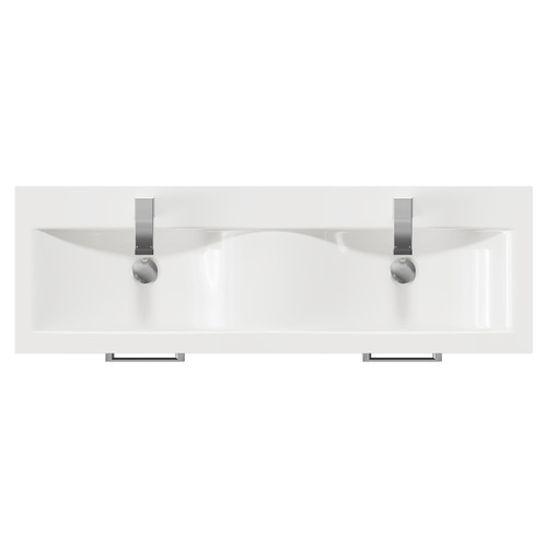 Avant Satin Anthracite 1200mm Wall Mounted Vanity Unit with Ceramic Double Basin and 4 Drawers with Polished Chrome Handles Top View