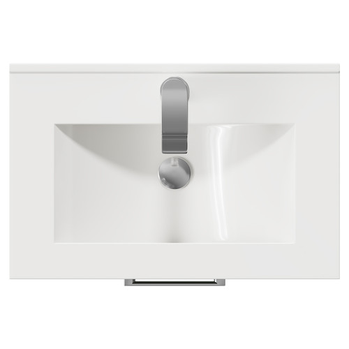 Avant Satin Grey 600mm Wall Mounted Vanity Unit with 1 Tap Hole Minimalist Basin and 2 Drawers with Polished Chrome Handles Top View