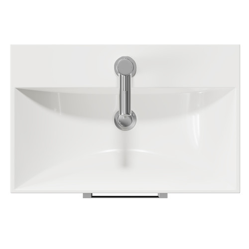 Avant Satin Anthracite 600mm Floor Standing Vanity Unit with 1 Tap Hole Minimalist Basin and 2 Doors with Polished Chrome Handles Top View