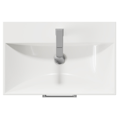 Avant Satin White 600mm Floor Standing Vanity Unit with 1 Tap Hole Minimalist Basin and 2 Doors with Polished Chrome Handles Top View