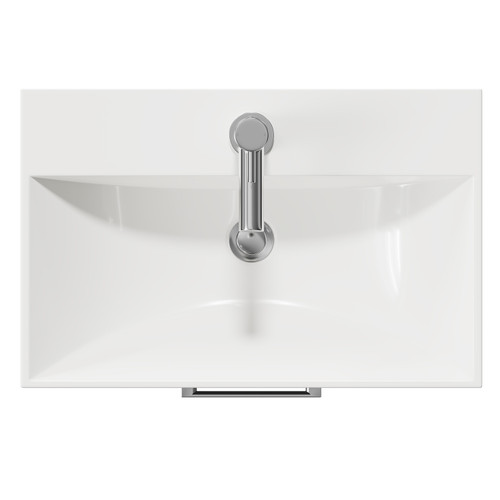 Avant Satin Anthracite 600mm Wall Mounted Vanity Unit with 1 Tap Hole Slim Edge Basin and Single Drawer with Polished Chrome Handle Top View