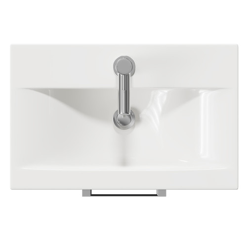 Avant Satin Anthracite 600mm Floor Standing Vanity Unit with 1 Tap Hole Curved Basin and 2 Doors with Polished Chrome Handles Top View