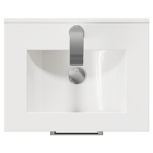 Avant Satin Grey 500mm Wall Mounted Vanity Unit with 1 Tap Hole Minimalist Basin and 2 Drawers with Polished Chrome Handles Top View