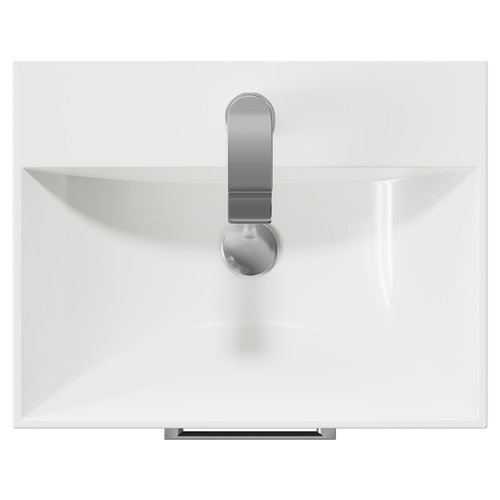 Avant Satin Green 500mm Wall Mounted Vanity Unit with 1 Tap Hole Slim Edge Basin and 2 Drawers with Polished Chrome Handles Top View
