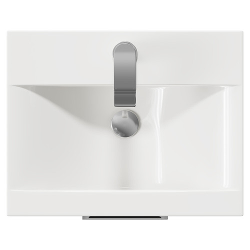 Avant Satin Green 500mm Wall Mounted Vanity Unit with 1 Tap Hole Mid Edge Basin and Single Drawer with Polished Chrome Handle Top View