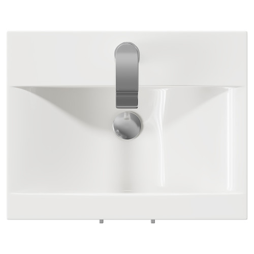 Avant Satin Green 500mm Floor Standing Vanity Unit with 1 Tap Hole Mid Edge Basin and 2 Doors with Polished Chrome Handles Top View