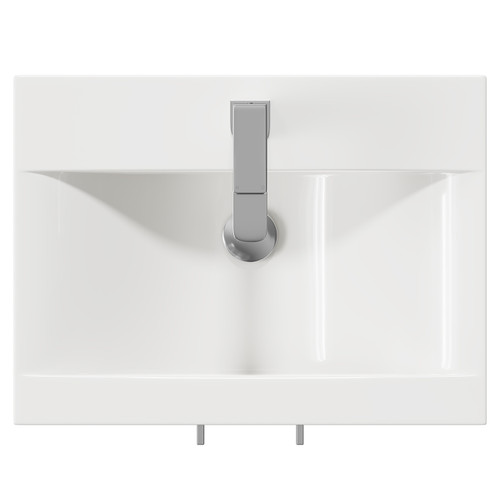 Avant Satin White 500mm Wall Mounted Vanity Unit with 1 Tap Hole Mid Edge Basin and Single Drawer with Polished Chrome Handle Top View