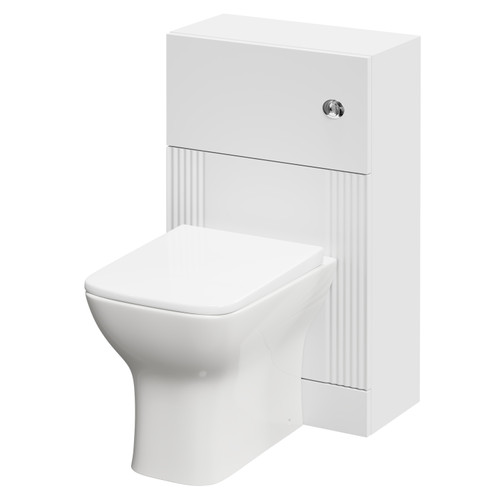 Avant Satin White 500mm Toilet Unit and Kingston Rimless Back to Wall Toilet Pan with Soft Close Toilet Seat Right Hand View