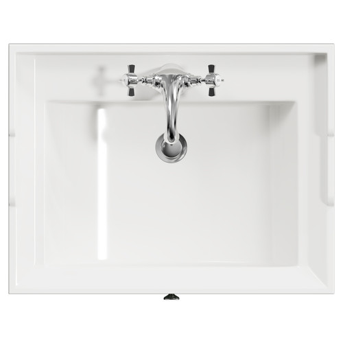 Danbury Satin Green 600mm Wall Mounted Vanity Unit with 1 Tap Hole Traditional Basin and Single Drawer with Polished Chrome Handle View from Top